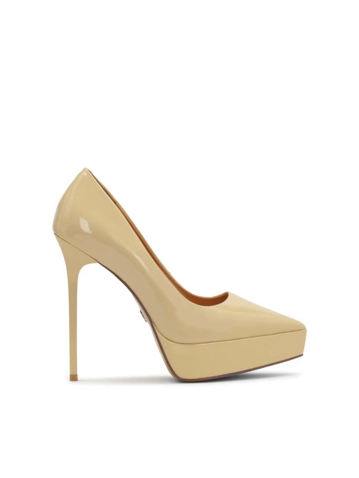 kazar Patent leather beige platform pumps