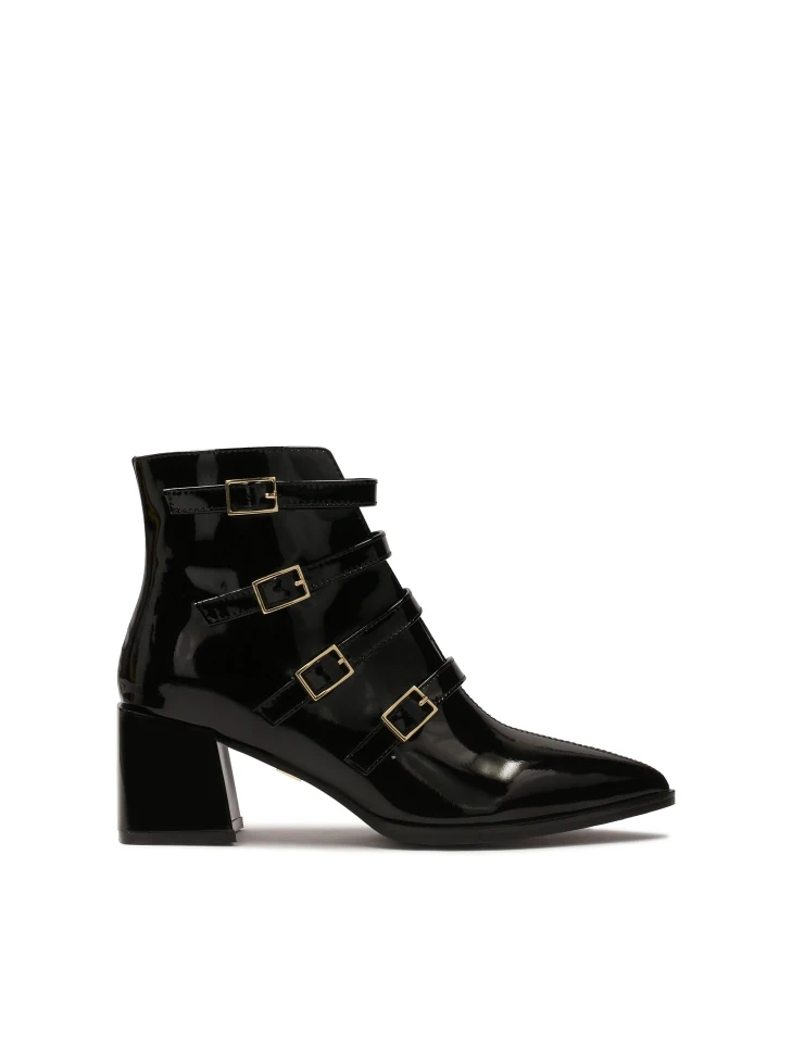 kazar Patent leather black boots with buckles