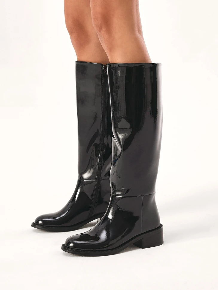 Kazar Patent Leather Black Insulated Jackboots