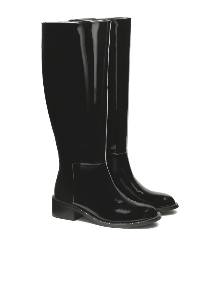 Kazar Patent Leather Black Insulated Jackboots