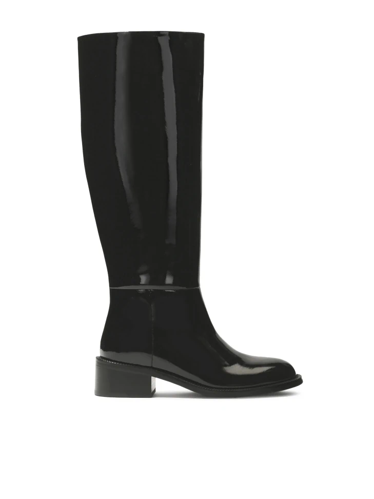 kazar Patent leather black insulated jackboots