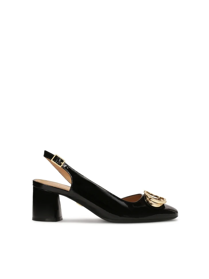 kazar Patent leather black pumps with open heel