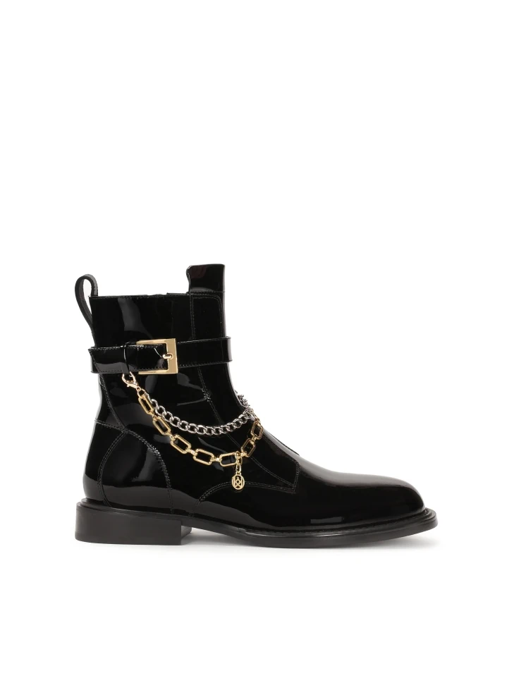 kazar Patent leather boots decorated with chains