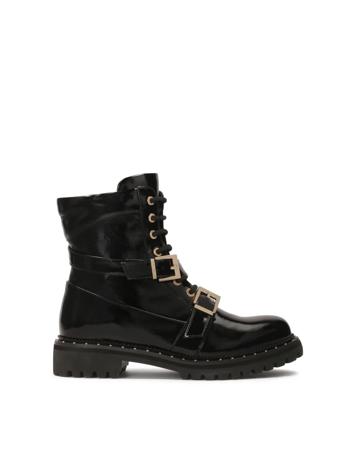kazar Patent leather boots with zippers and laces