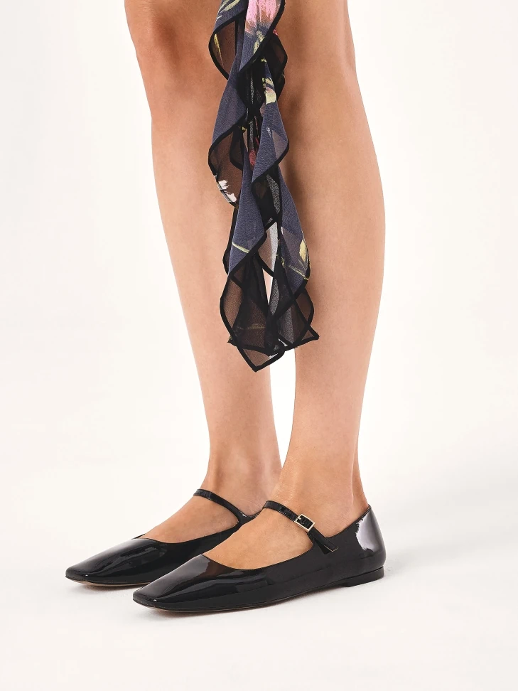Kazar Patent Leather Flat Pumps With Strap