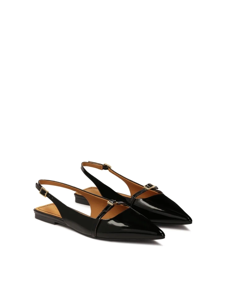 Kazar Patent Leather Flat Slingback Pumps