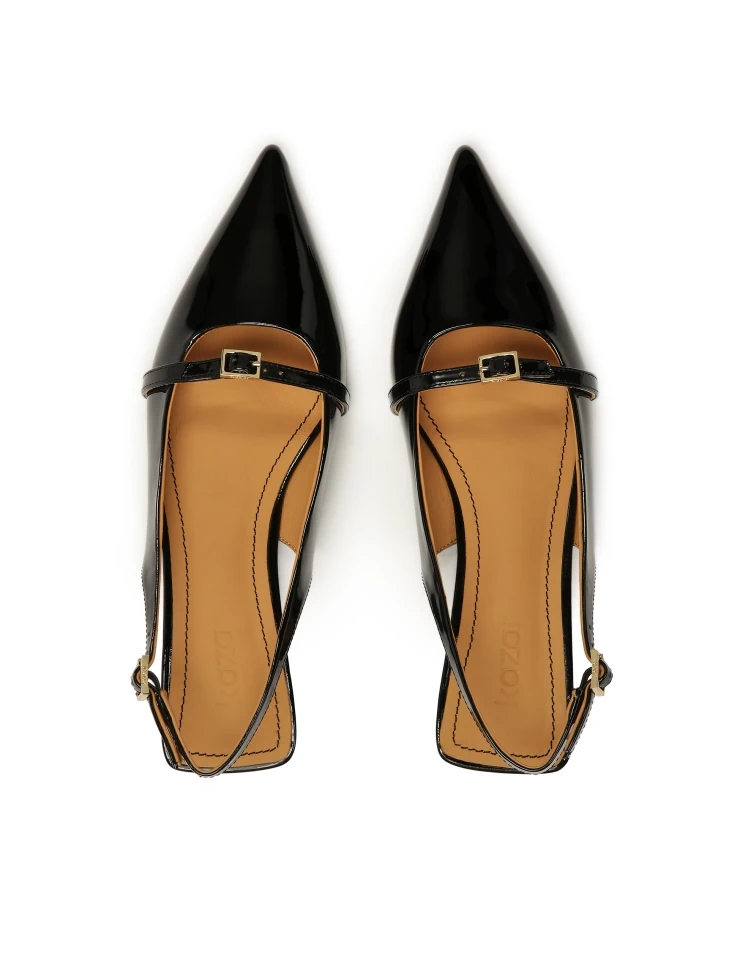 Kazar Patent Leather Flat Slingback Pumps