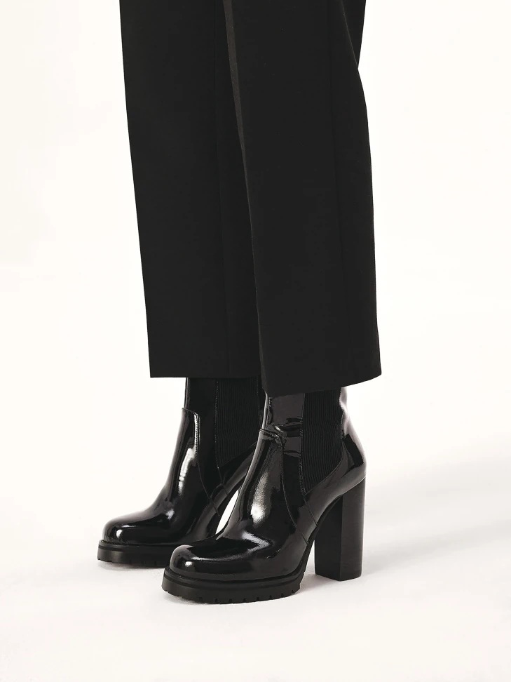 Kazar Patent Leather High Boots With Zipper