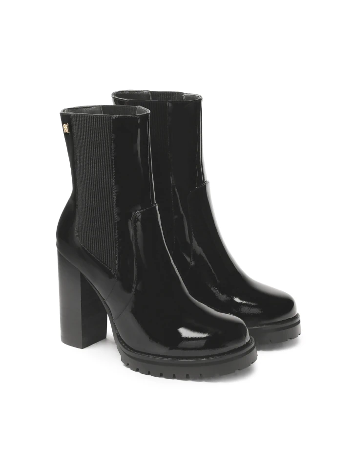 Kazar Patent Leather High Boots With Zipper