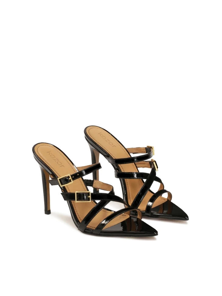 Kazar Patent Leather Mules With Pointed Toes