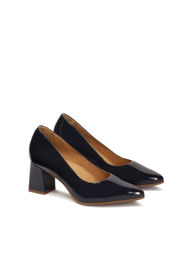 Kazar Patent Leather Navy Blue Pumps On A Post