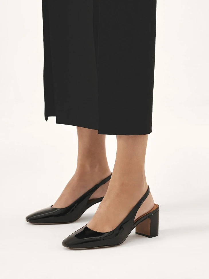 Kazar Patent Leather Post Pumps With Exposed Heels