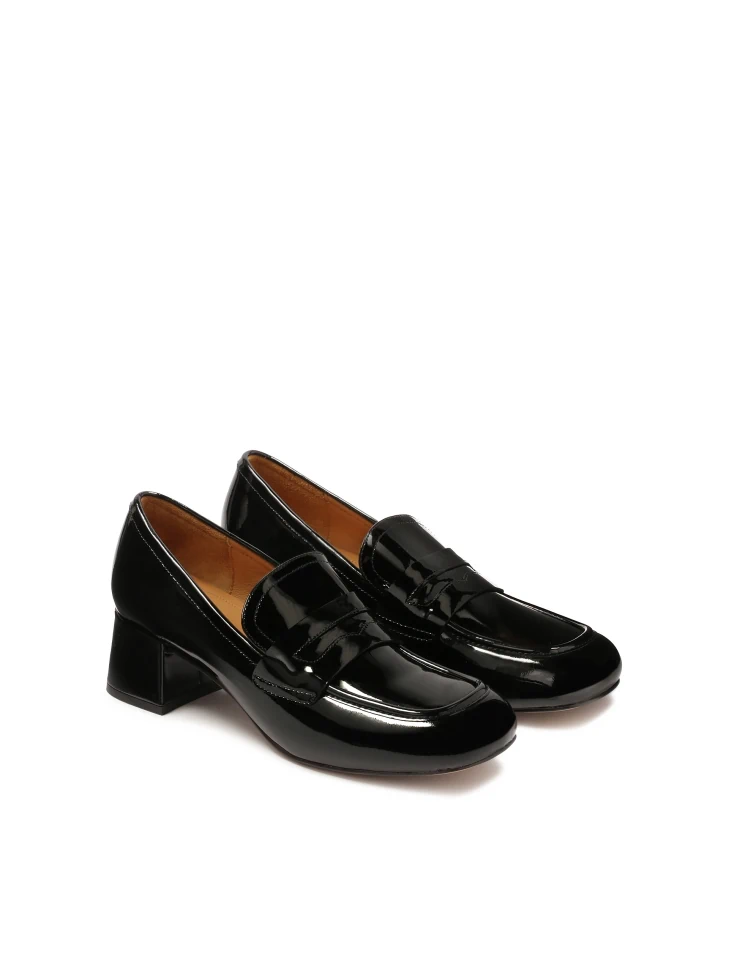 Kazar Patent Leather Pumps With A Wide Heel