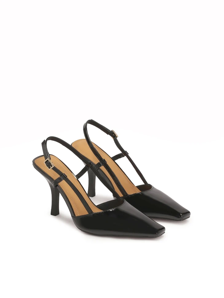 Kazar Patent Leather Pumps With Open Heel