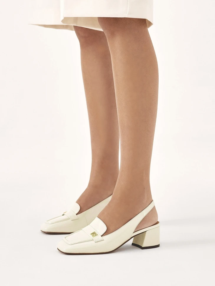 Kazar Patent Leather Pumps With Open Heel