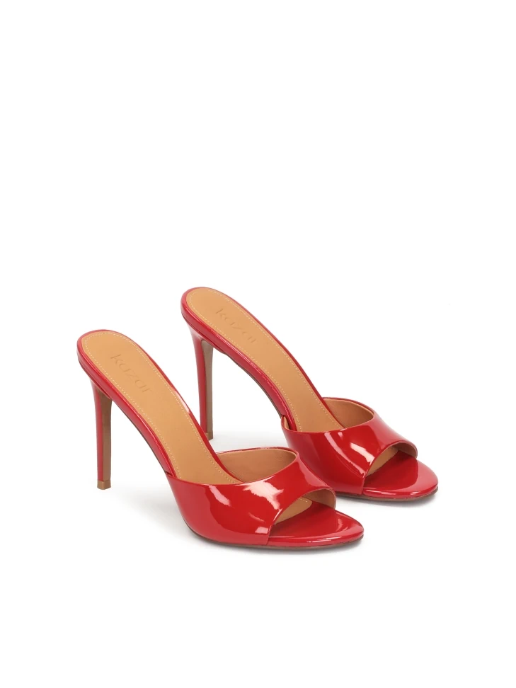 Kazar Patent Leather Red Heeled Mules