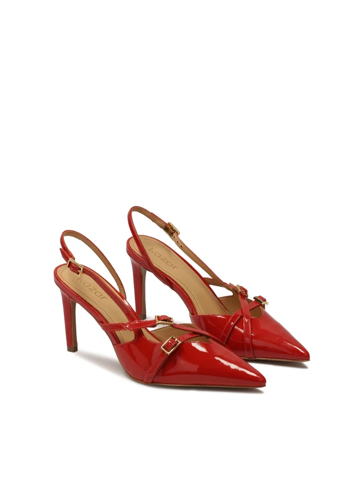 Kazar Patent Leather Red Slingback Pumps