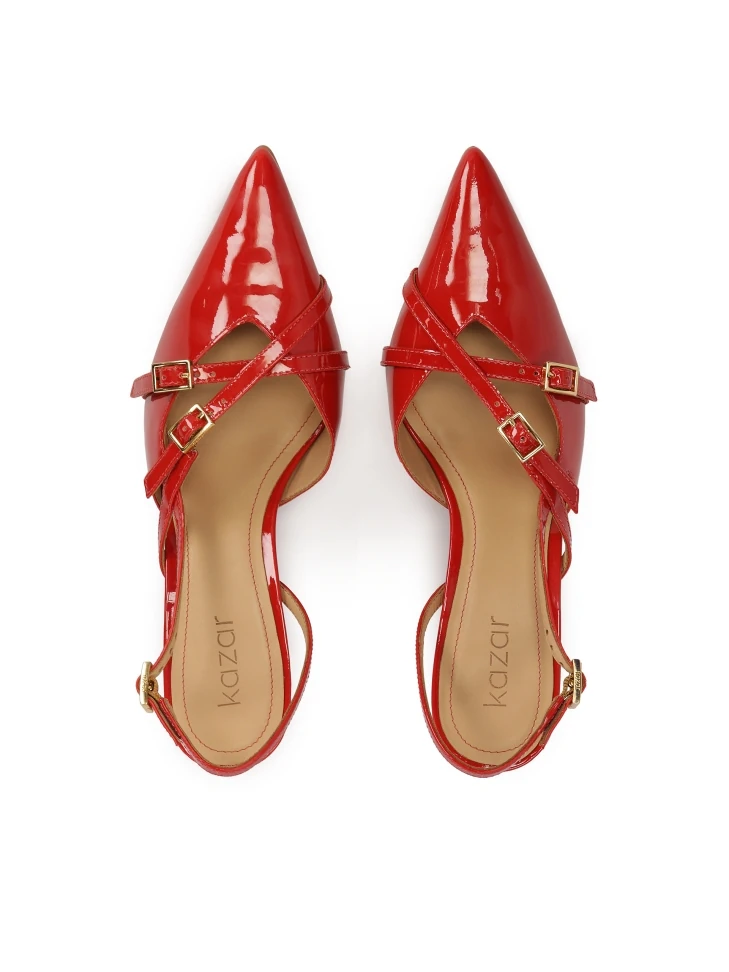 Kazar Patent Leather Red Slingback Pumps