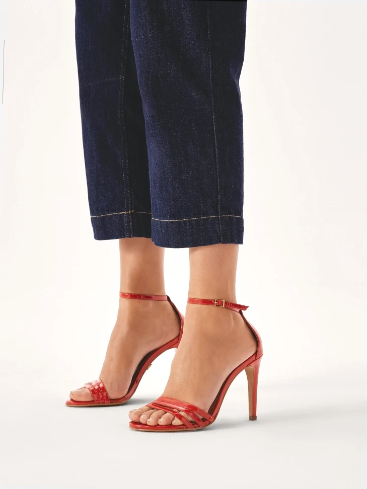 Kazar Patent Leather Red Strappy Sandals