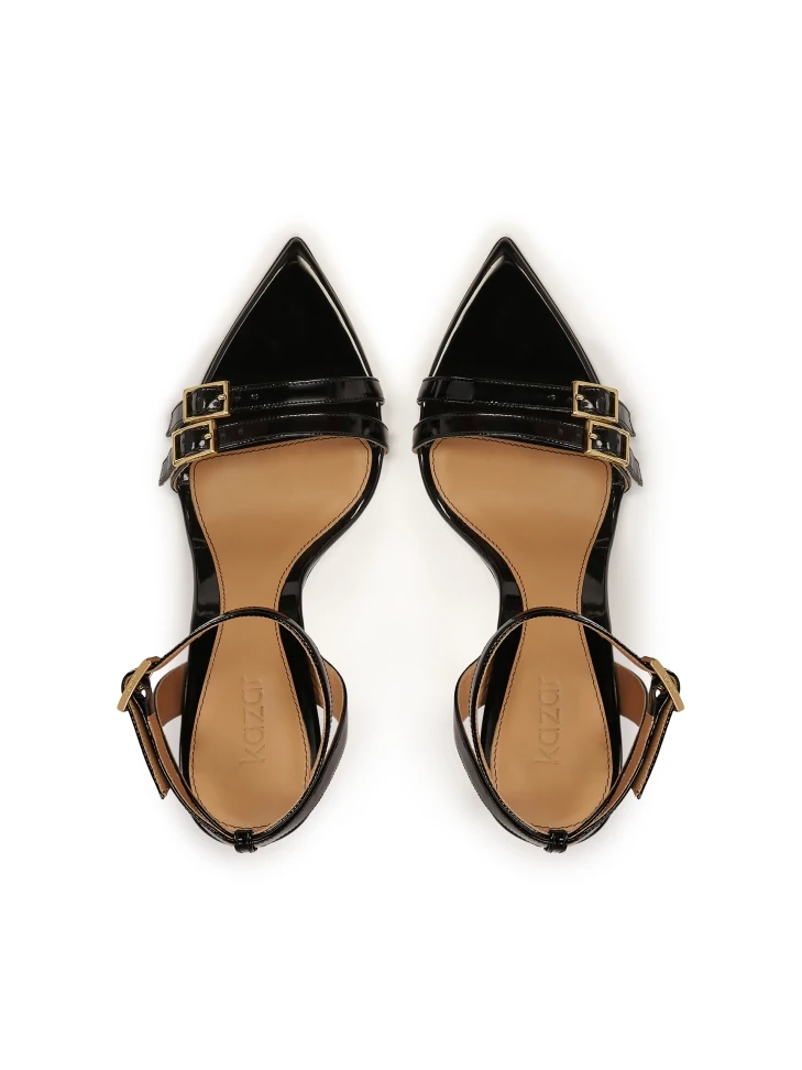 Kazar Patent Leather Sandals With Narrow Straps