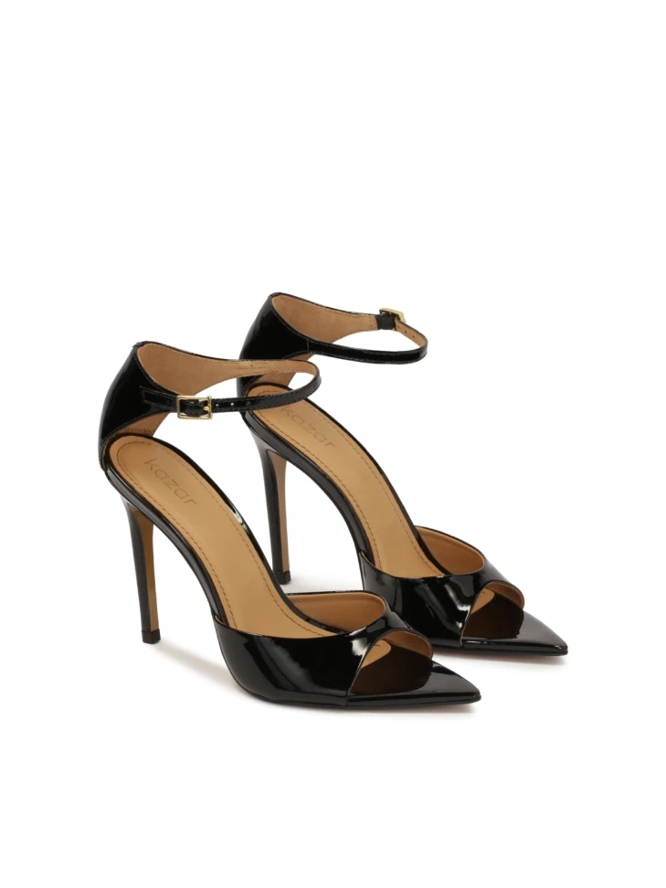 Kazar Patent Leather Sandals With Pointed Toes