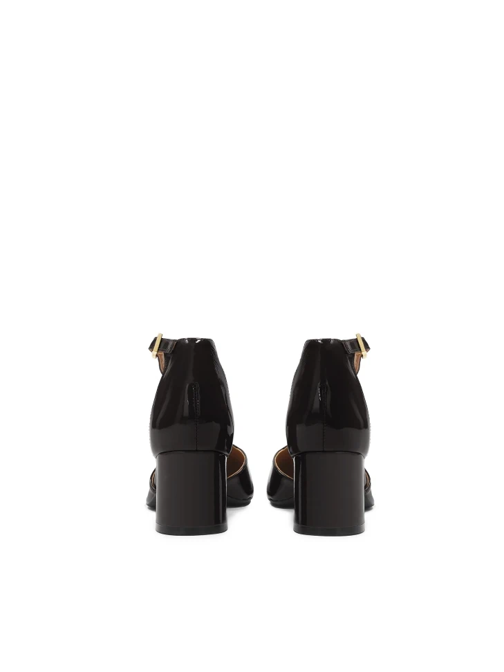 Kazar Patent Leather Semi-open-toe Pumps On A Post