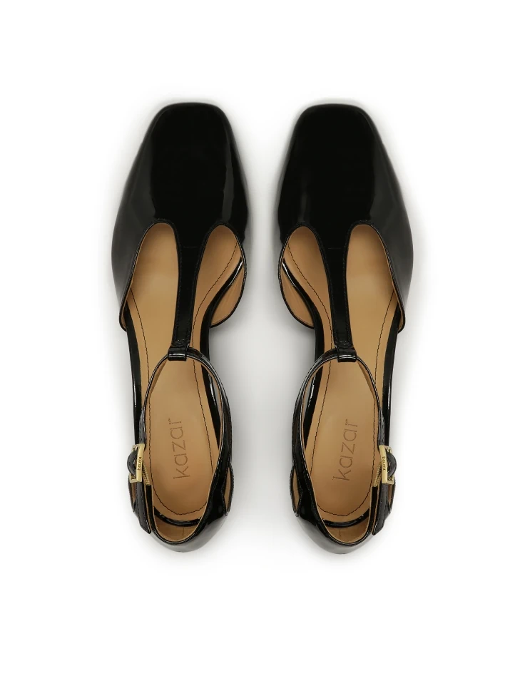 Kazar Patent Leather Semi-open-toe Pumps On A Post