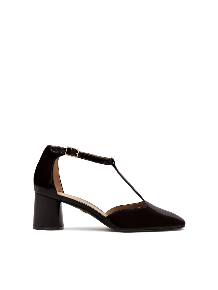 kazar Patent leather semi-open-toe pumps on a post