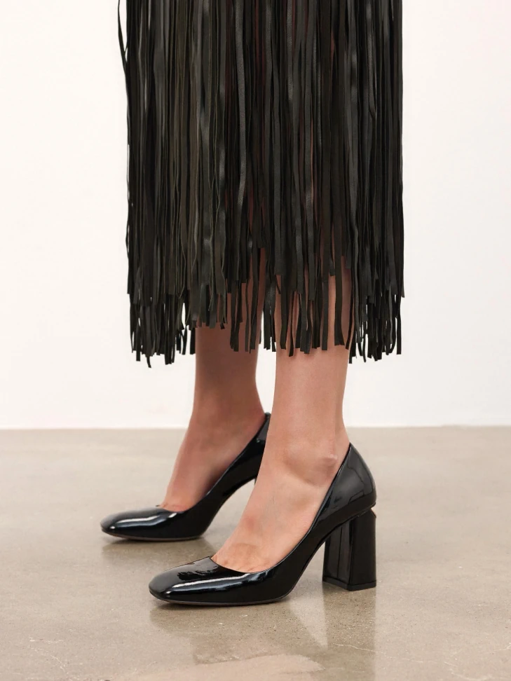 Kazar Patent Leather Square-nosed Pumps