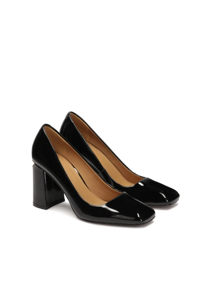 Kazar Patent Leather Square-nosed Pumps