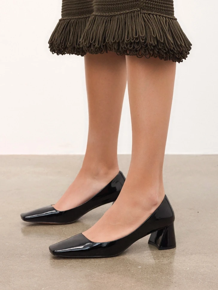 Kazar Patent Leather Square-nosed Pumps