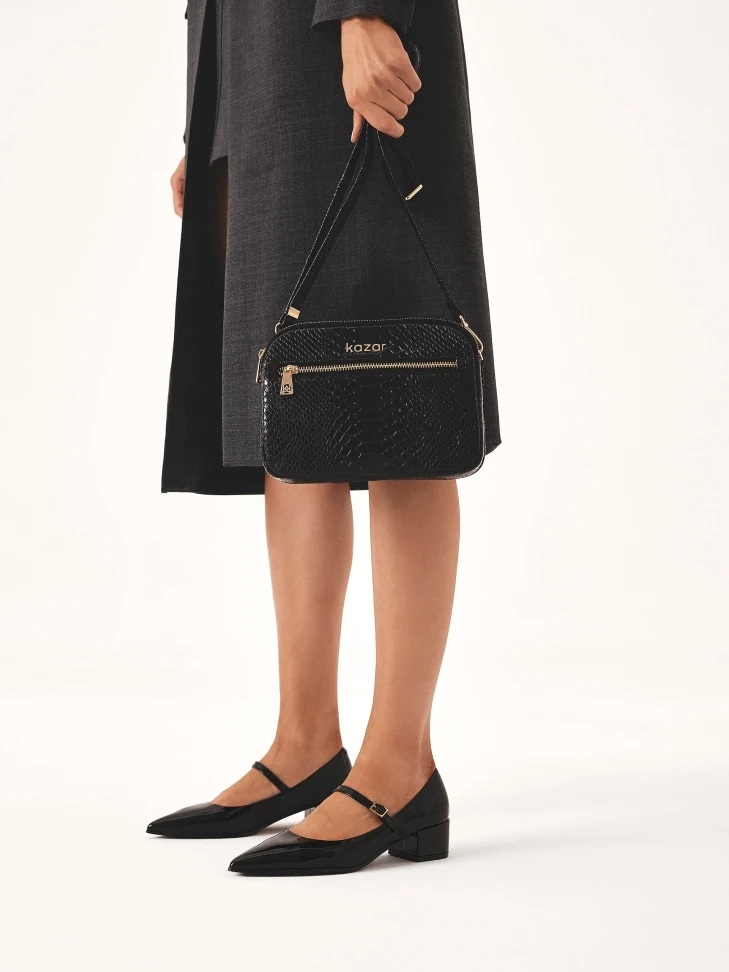 Kazar Patent Leather Strappy Pumps With Low Heel