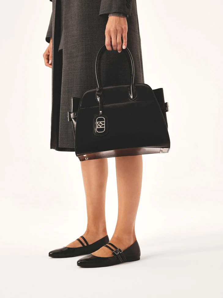 Kazar Patent Leathered Ballerinas With Two Straps