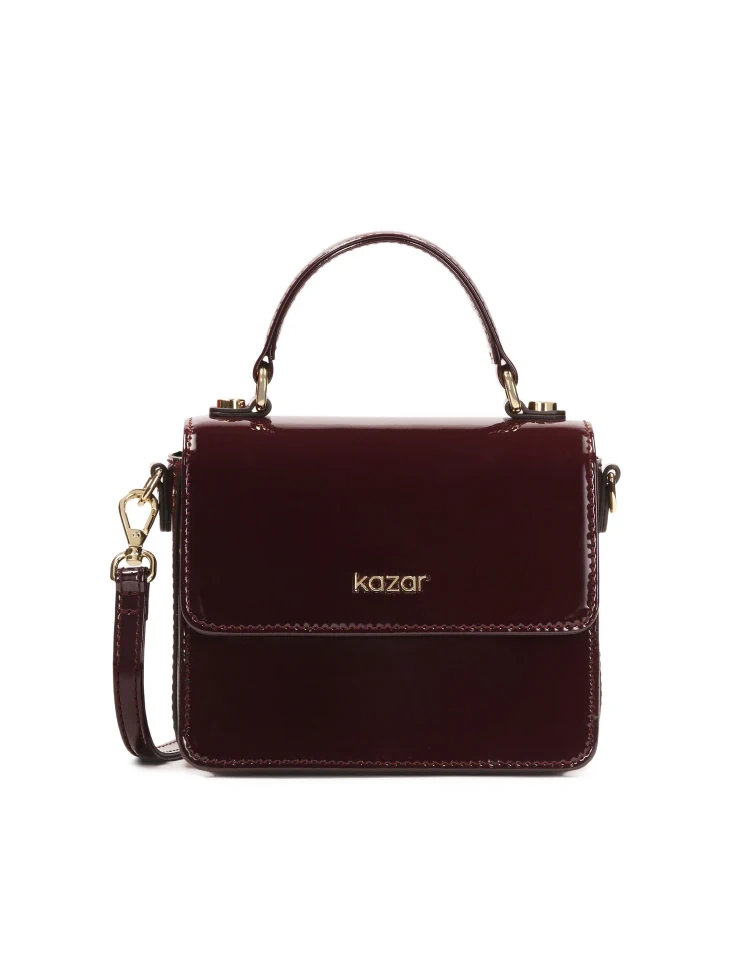 kazar Patent maroon handbag with handle