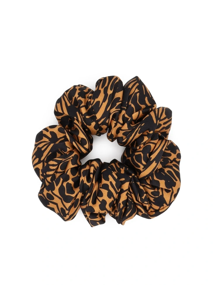 Kazar Patterned Brown And Black Scrunchie