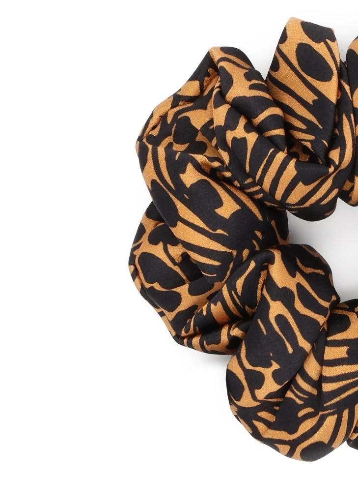 Kazar Patterned Brown And Black Scrunchie