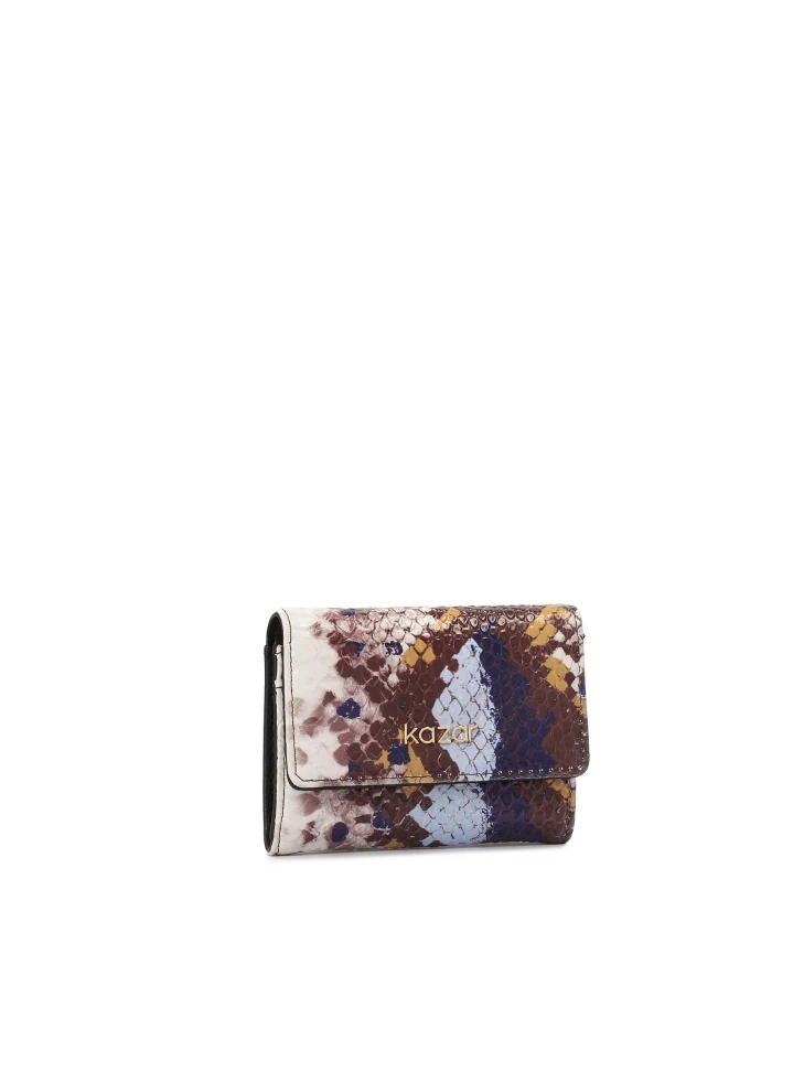 Kazar Patterned Colorful Embossed Leather Wallet