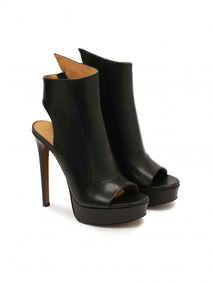 Kazar Peep Toe Boots With Platform