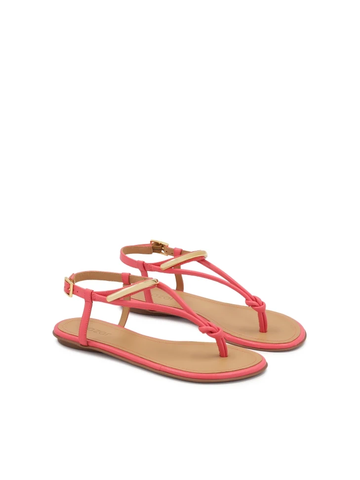 Kazar Pink Flat Sandals With Metal Embellishment