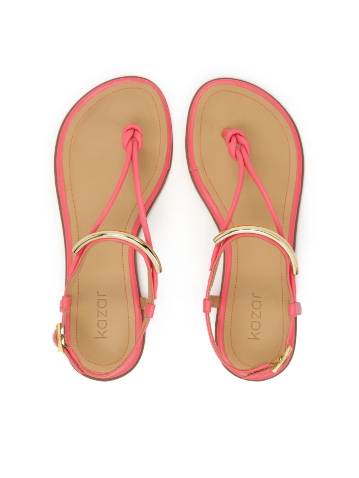 Kazar Pink Flat Sandals With Metal Embellishment