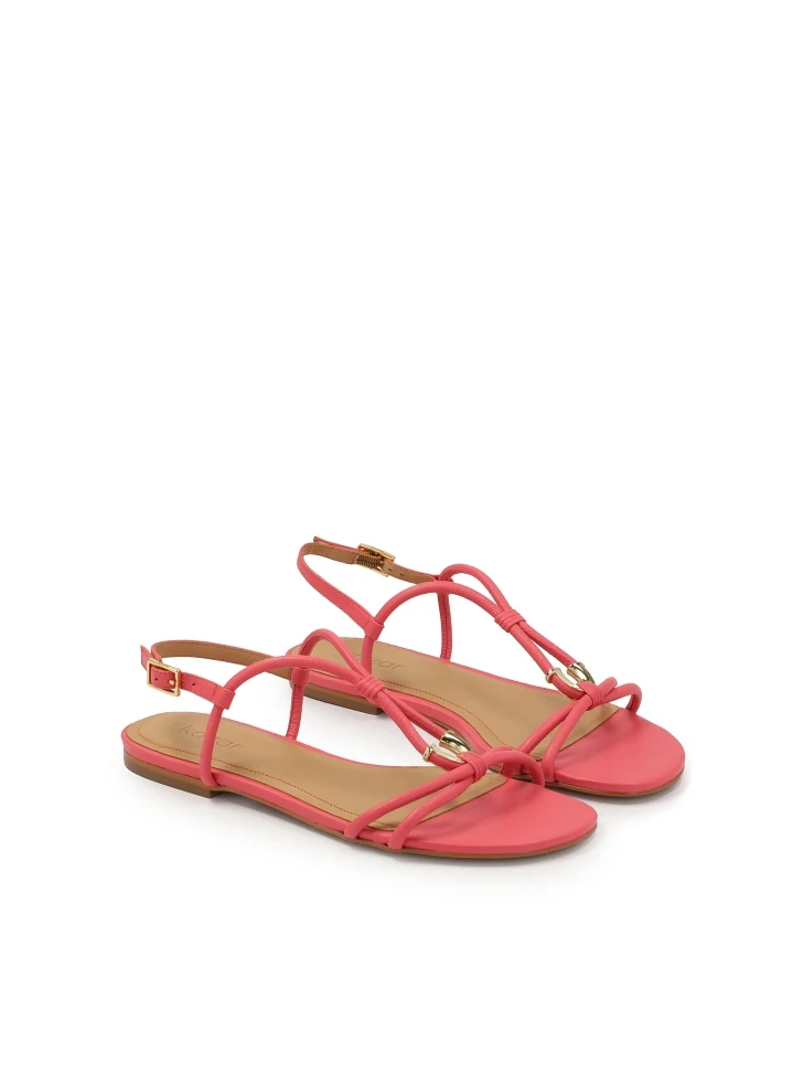 Kazar Pink Flat Sandals With Metal Embellishment