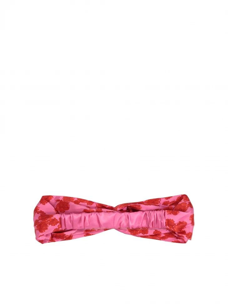 Kazar Pink Headband With Red Flowers