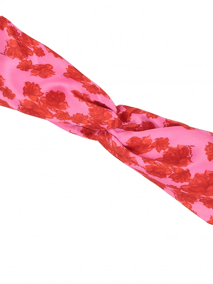 kazar Pink headband with red flowers