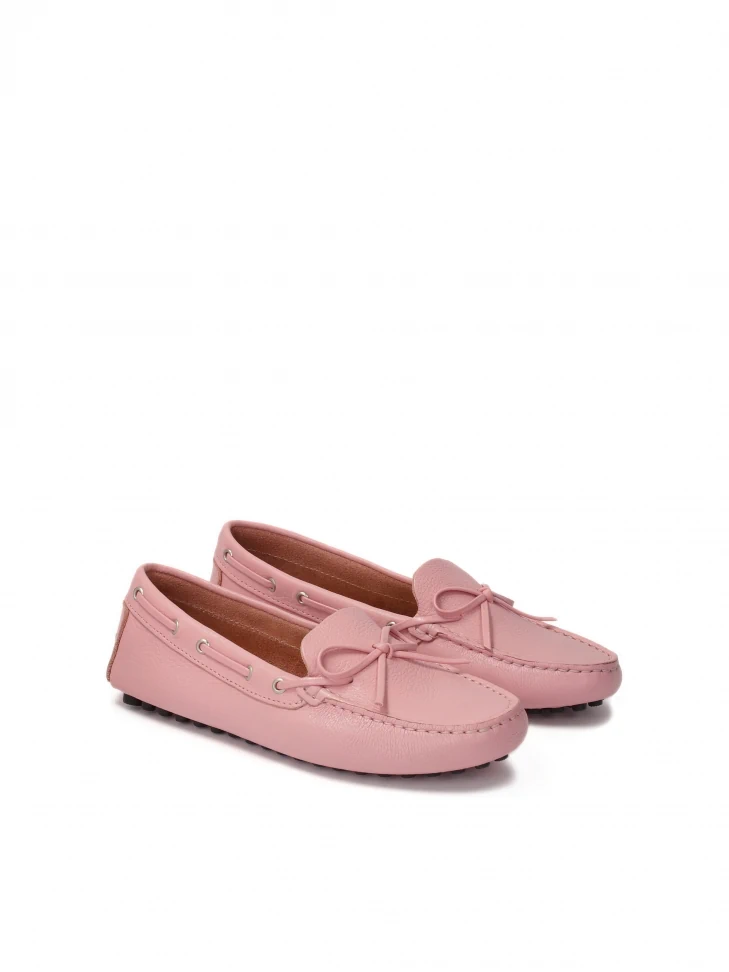Kazar Pink Leather Moccasins With Thong