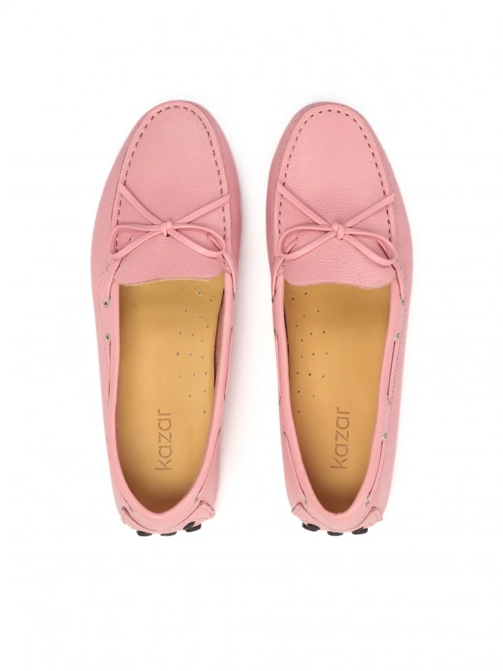 Kazar Pink Leather Moccasins With Thong