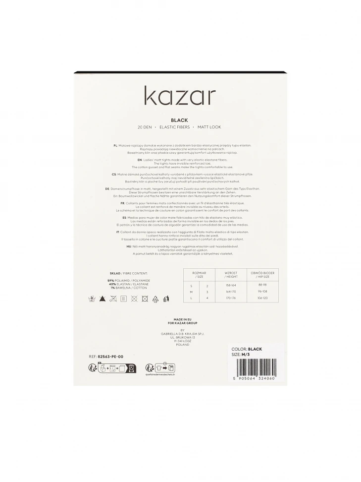 Kazar Plain Black Matte Tights 20 DEN