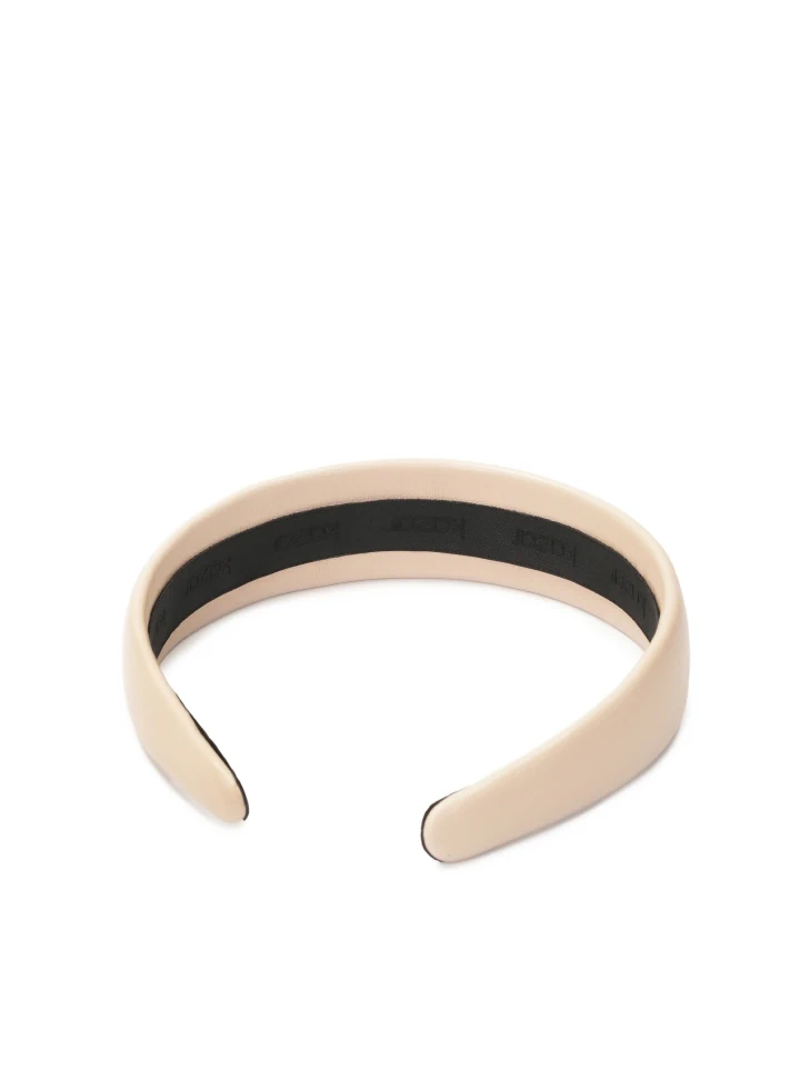 Kazar Plain Leather Headband In Powder Pink