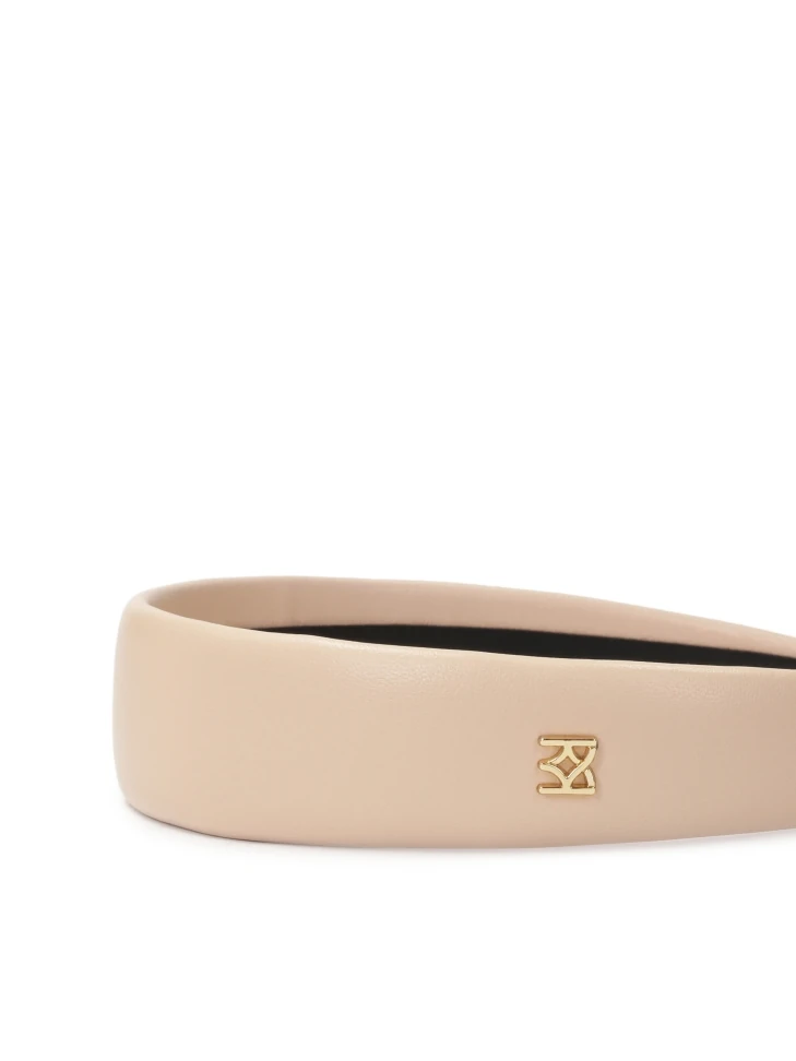 Kazar Plain Leather Headband In Powder Pink