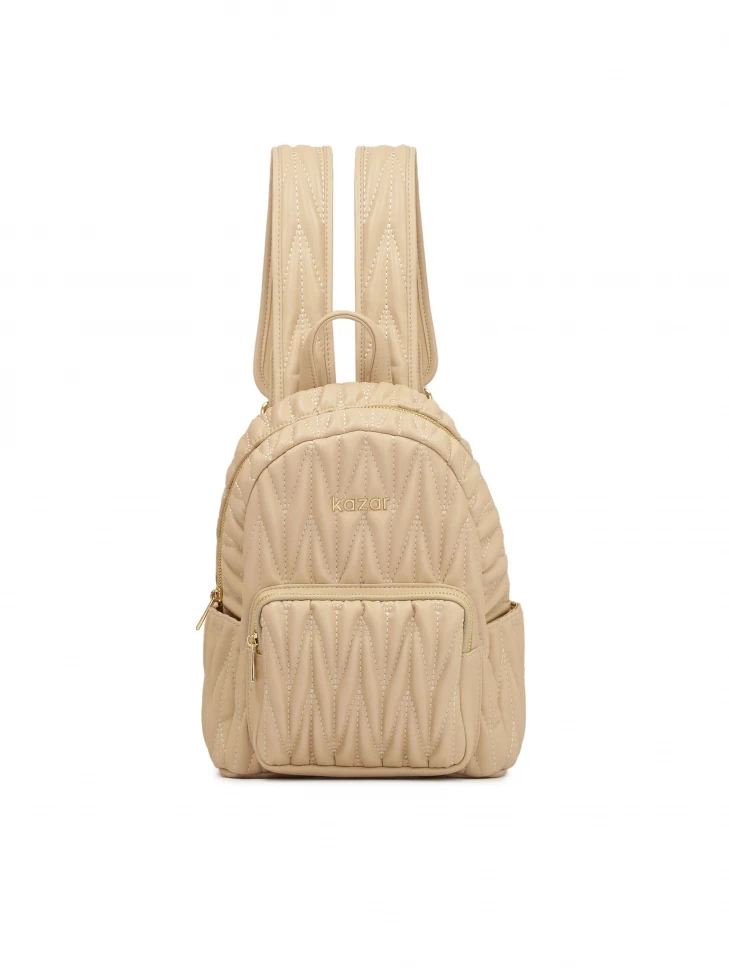 kazar Quilted beige grain leather backpack