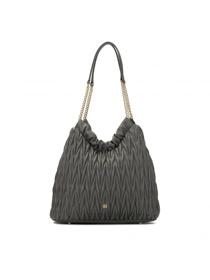 kazar Quilted gray handbag with long handles